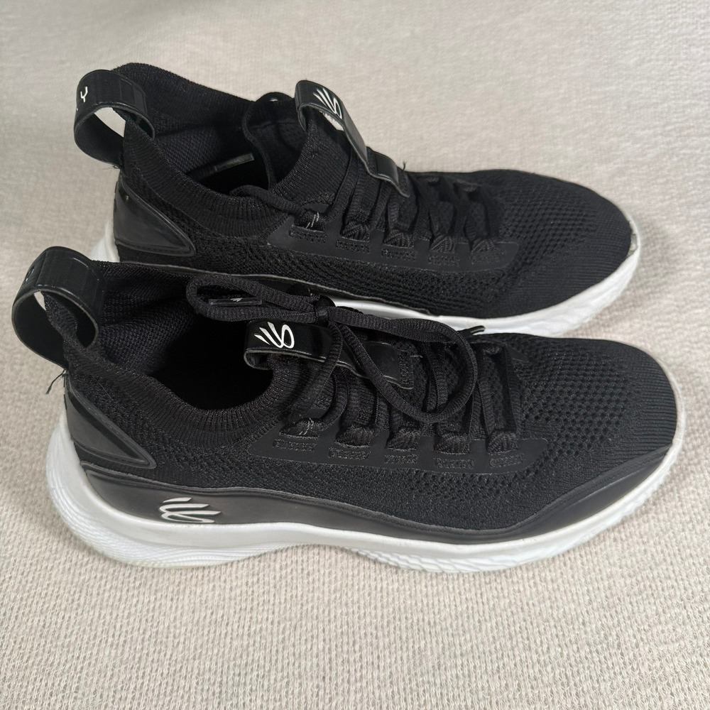 Under Armour Curry 8 Flow Sneakers Size 10 Black White Basketball 3023085-002 - Picture 2 of 16
